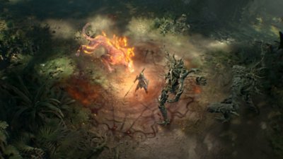 Diablo IV: Vessel of Hatred – Capture d'écran montrant un sacresprit invoquant un gardien spirituel de jaguar