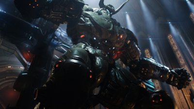 Doom: The Dark Ages screenshot showing the Doom Slayer's mech