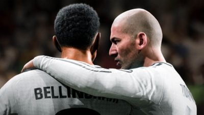 EA Sports FC 25 screenshot showing Jude Bellingham and Zinedine Zidane