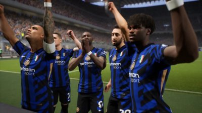 Captura de pantalla de eFootball con jugadores de Inter Milan celebrando