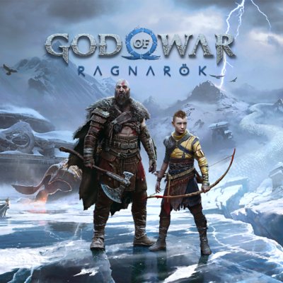 God of War Ragnarök key art showing Kratos and Atreus posing with weapons.