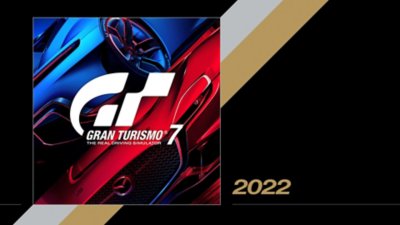 Ein Bild des Coverdesigns von Gran Turismo 7 mit dem Erscheinungsjahr daneben: 2022