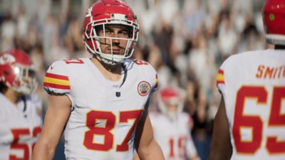 Kansas City Chiefs'in sıkı uç oyuncusu Travis Kelce'i gösteren Madden NFL 25 ekran görüntüsü