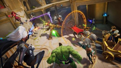 Marvel Rivals screenshot showing several Super Heroes and Villains in action