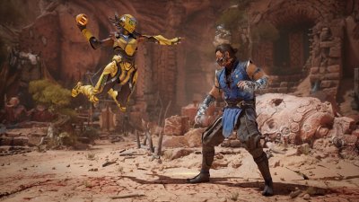 Mortal Kombat 1 – snímka obrazovky zobrazujúca Cyraxa bojujúceho so Sub-Zerom