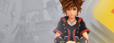 Imagen promocional de Kingdom Hearts 3 con la marca PlayStation Plus que muestra al personaje jugable Sora.