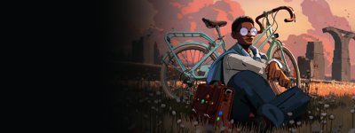 Ilustración de SEASON: A letter to the future con el personaje principal apoyado en una bicicleta