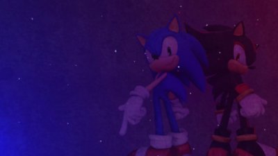 Sonic x Shadow Generations background art showing Sonic and Shadow