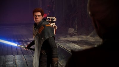 Captura de pantalla de STAR WARS Jedi: Fallen Order donde aparecen Cal Kestis y BD-1