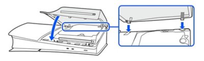 Side view of a PS5 console showing the cover's clips aligning with the holes located on the side of the console furthest from you.