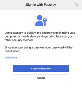 "Sign in with Passkey" screen, including a "Create a Passkey" button.