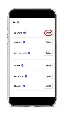 Ubicación del botón Editar perfil en PS App