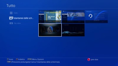 Istantanea della Galleria catture che mostra le istantanee della schermata salvate sulle console PS4