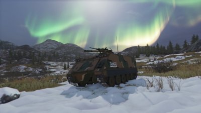 World of Tanks screenshot showing a tank beneath the Northern Lights