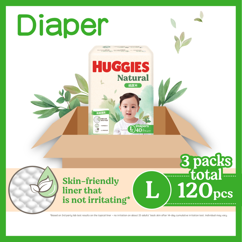 Huggies Natural Diaper L 40pcs x 3 Packs (Full Case)