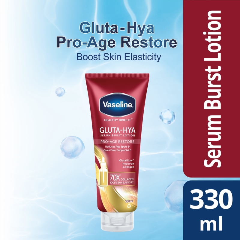 Vaseline Healthy Bright Gluta-Hya Serum Burst Lotion - Pro-Age Restore 330ml