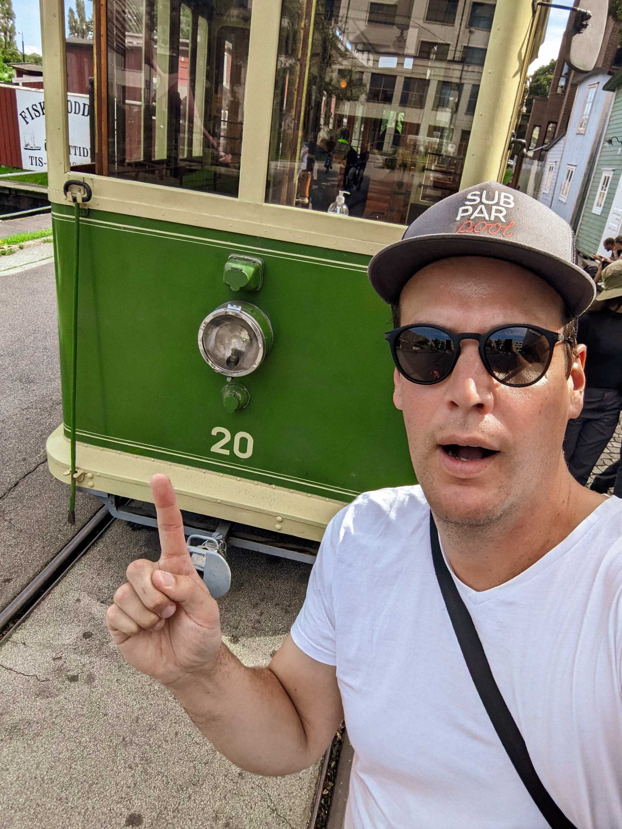 martin, pointing at a tram