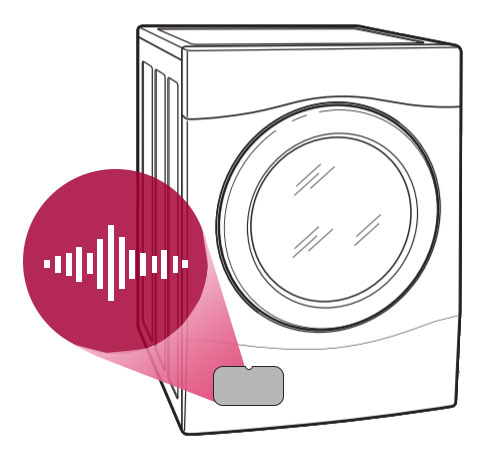 Graphic of sound wave over washer