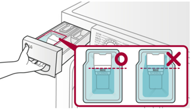 Image showing dispenser filled too much and just right side by side