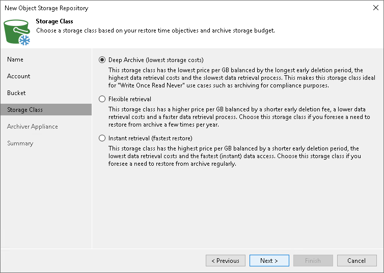 Step 5. Specify Object Storage Class Settings