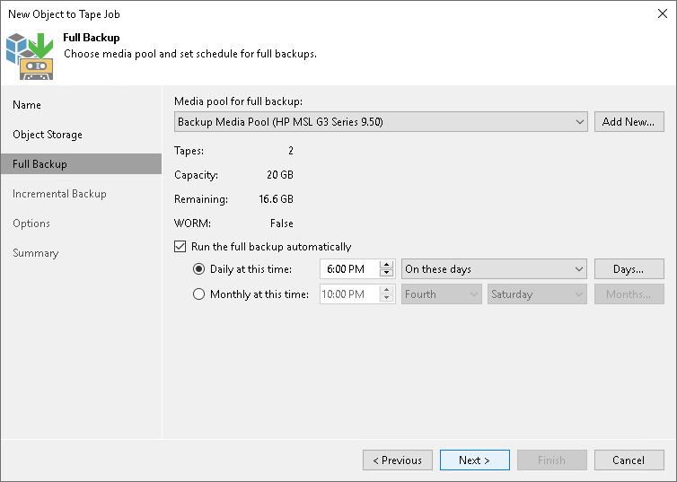 Step 4. Choose Media Pool for Full Backup