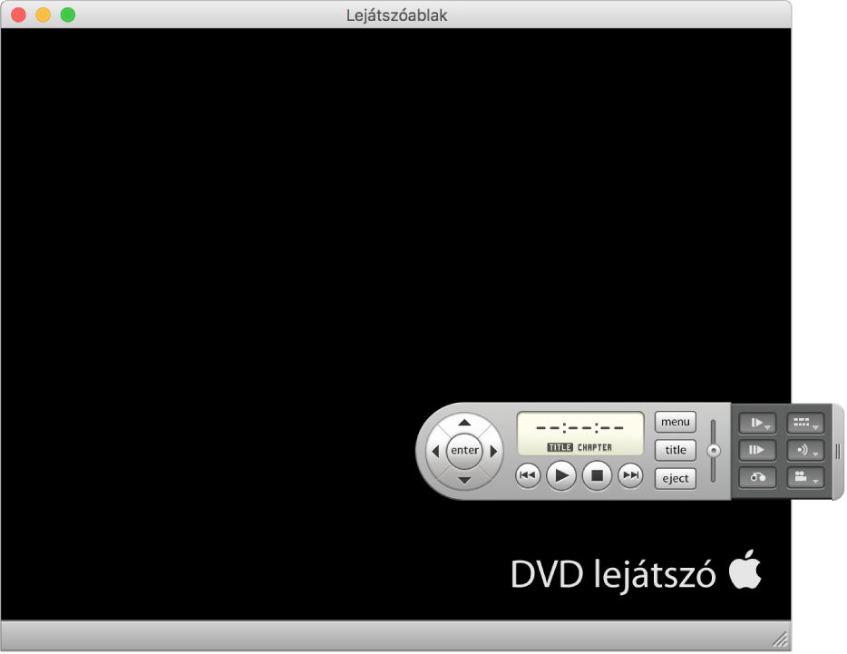 A DVD-lejátszó ablaka és vezérlője, éppen lejátszott DVD-filmmel.