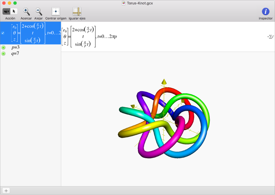 Gráfica en 3D Torus Knot.