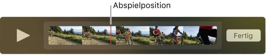 Ein Clip im Fenster „QuickTime Player“ mit der Abspielposition in der Mitte des Clips