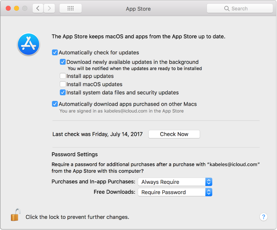 Update options in App Store preferences.