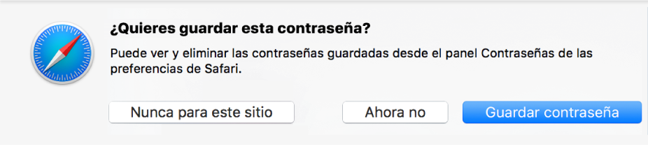 Cuadro de diálogo preguntando si quieres guardar tu contraseña.