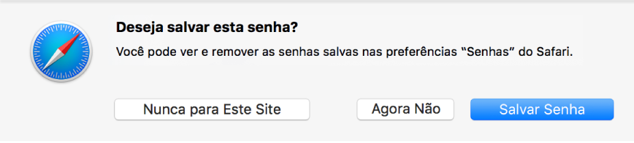 Caixa de diálogo pedindo confirmação para salvar uma senha.