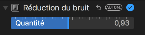 Curseur Réduction du bruit dans la sous-fenêtre Ajuster.