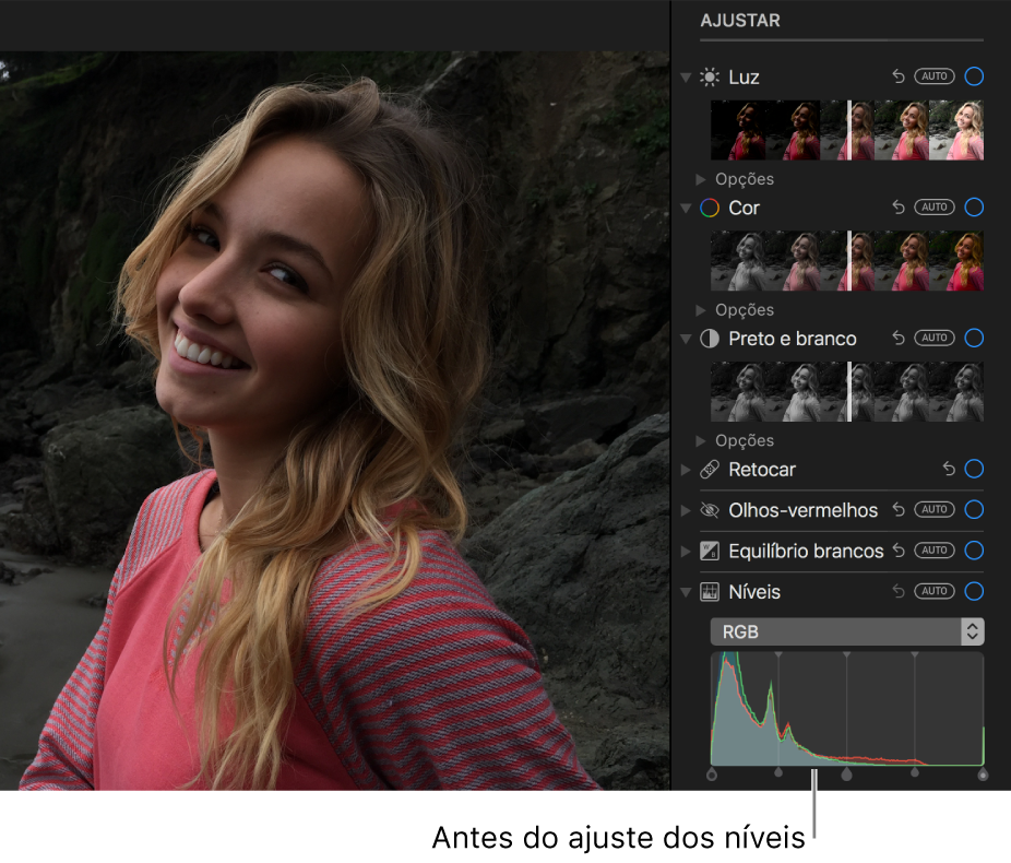 Fotografia antes dos ajustes aos níveis