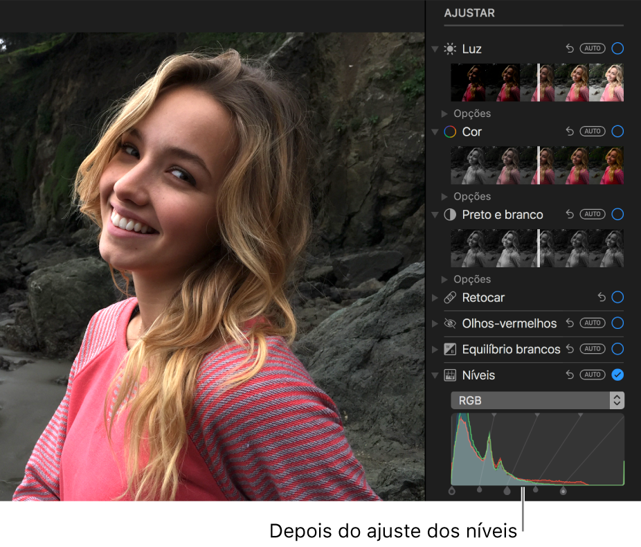 Fotografia depois dos ajustes aos níveis