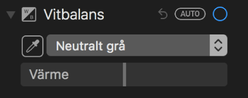 Vitbalansreglage på panelen Justera