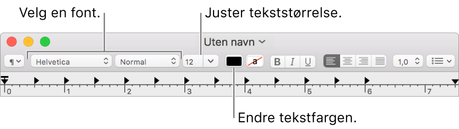 Juster tekststørrelse, farge og font.