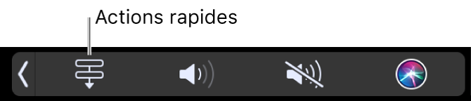 Le bouton Actions rapides dans la Control Strip de la Touch Bar.