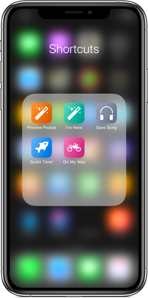 Atajos agrupados en una carpeta en la pantalla de inicio de iOS
