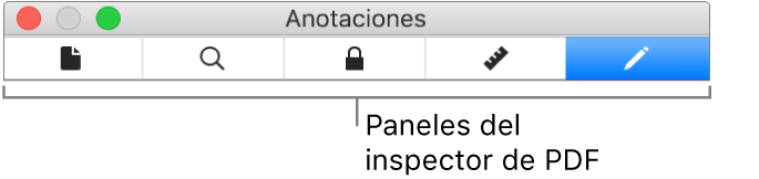 Los paneles de inspector de PDF.
