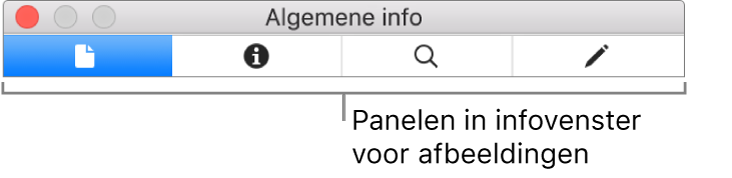 De panelen in het infovenster voor afbeeldingen.