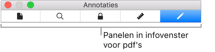 De panelen in het infovenster voor pdf's.
