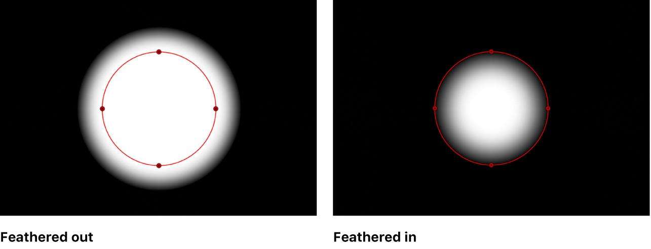 Canvas showing shape being feathered out and being feathered in