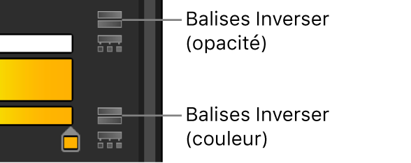 Éditeur de dégradé affichant les icônes Inverser les balises pour l’opacité et la couleur