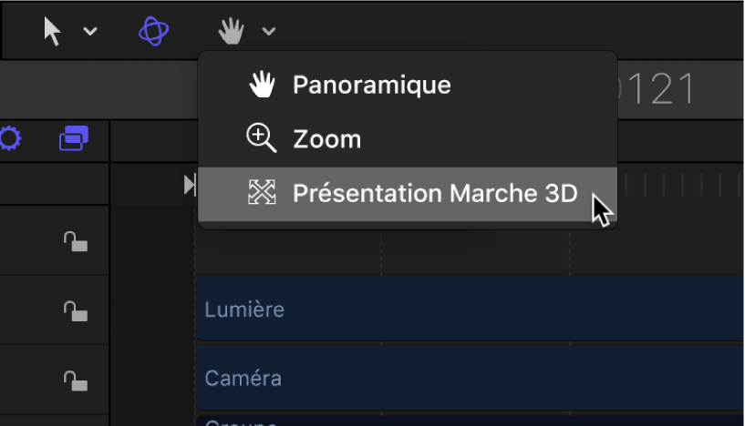 Sélection de l’outil Orientation présentation 3D dans la barre d’outils