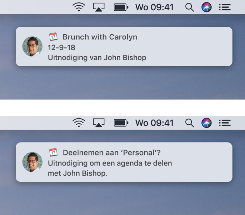 Banners voor Agenda-uitnodigingen hebben geen knoppen aan de rechterkant