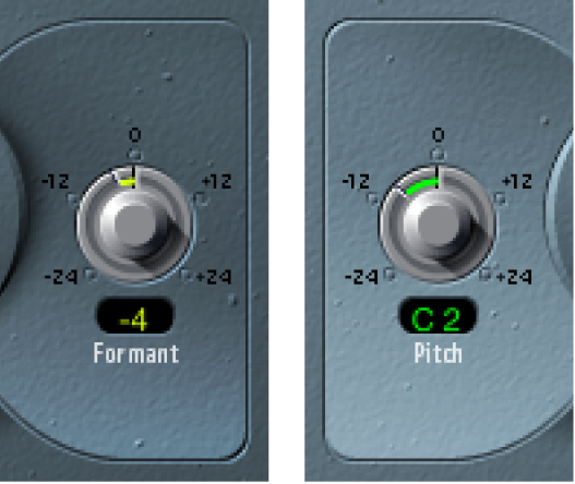 Die Steuerungen „Formant“ und „Pitch“ für Vocal Transformer