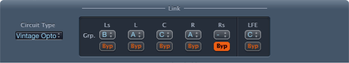 The Surround Compressor Link controls.