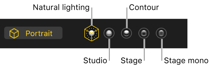 Portrait lighting effect choices.