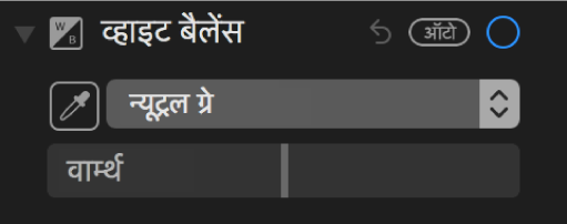 एडजस्ट पेन में व्हाइट बैलेंस कंट्रोल्स।