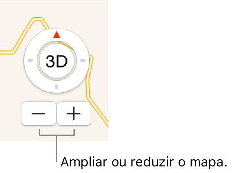 Botões de ampliar/reduzir no mapa.